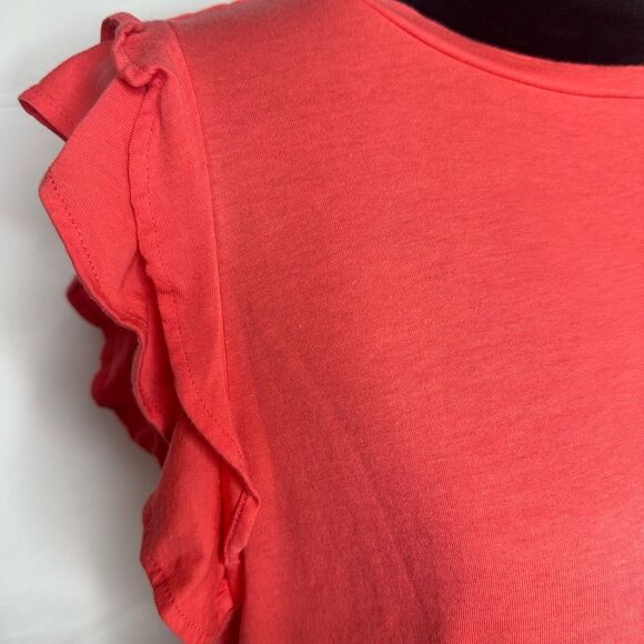 Michael Kors Ruffle Sleeve Top Color Sangria Size M - Picture 5 of 13